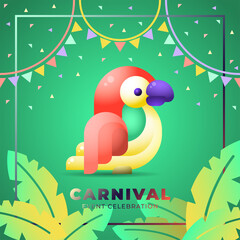 Fototapeta premium Carnival Social Media Template With Macaw Mascot