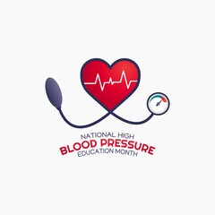 National High Blood Pressure Education Month Vector Illustration. Suitable for greeting card poster and banner.