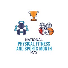 National Physical Fitness and Sports Month Vector Illustration. Suitable for greeting card poster and banner.
