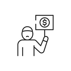 Needy person line color icon. Sign for web page, mobile app