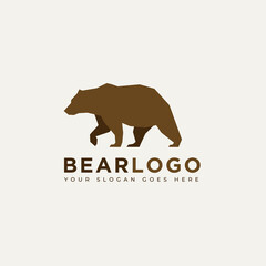 Obraz premium grizzly bear minimalist logo vector illustration design template. simple modern logo concept