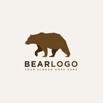 grizzly bear minimalist logo vector illustration design template. simple modern logo concept