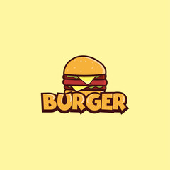 vector cartoon burger logo design template with hamburger
