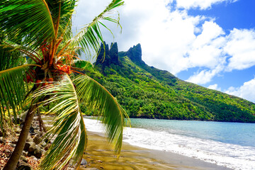 French Polynesia, Marquesas, Nuku Hiva. Peaceful place to stay  at the Hathieu Bay.