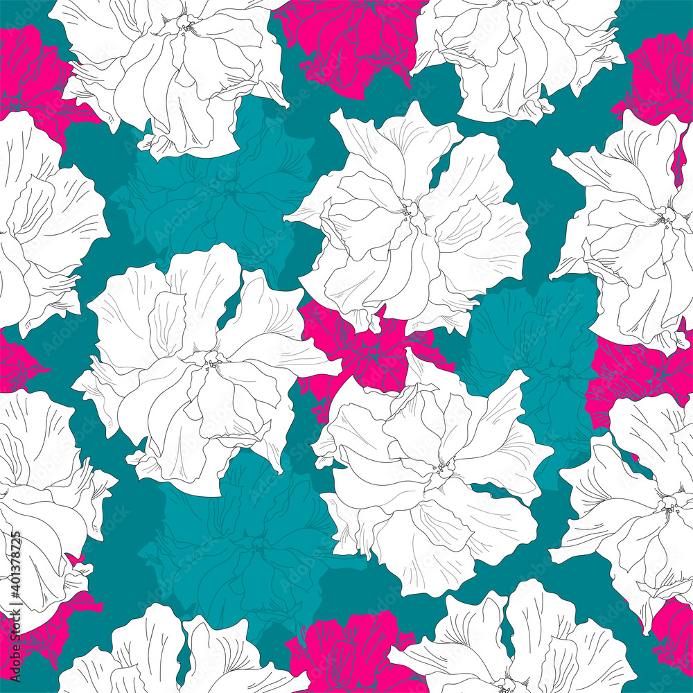 Canvas Prints seamless pattern with flowers. hand drawn floral background. artwork for textiles, fabrics, souvenir