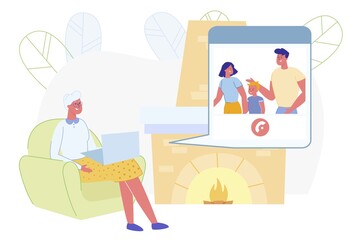 Senior Granny Chatting with Young Couple of Kids