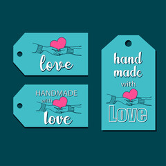 Sketch for your business. Labels with love hand drawn lettering stylish tags for your product.