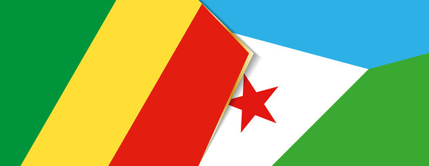 Congo and Djibouti flags, two vector flags.