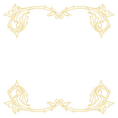 Gold Frame and Border with baroque style. Ornament elements for your design. Black and white color. Floral engraving decoration for postcards or invitations for social media.