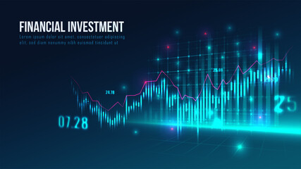 Stock market or forex trading graph in graphic concept suitable for financial investment or Economic trends business idea and all art work design. Abstract finance background. Vector illustration - obrazy, fototapety, plakaty