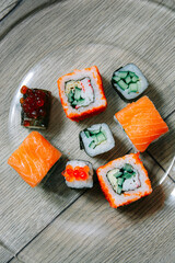 set of sushi on a plate