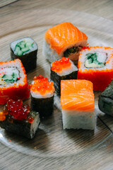 set of sushi on a plate
