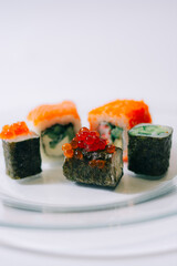 set of sushi on a plate