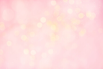Fototapeta na wymiar Tender festive abstract background with lights, soft pink and yellow bokeh