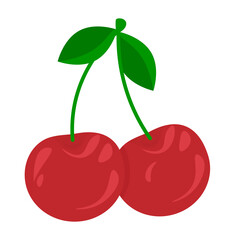 Cherry fruits isolated on white background. Cherry icon. Vector illustration