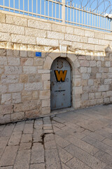 The side entrance to the Church of Nativity in the city of Bethlehem in the Palestinian Authority, Israel