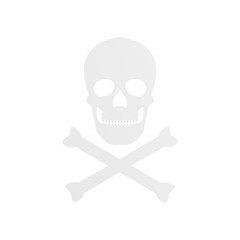 Skull with crossed bones icon. Crossbones symbol. Death sign print vector illustration isolated on white.