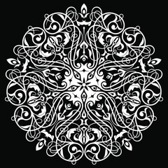 Circular ornamental pattern. Decorative element traditional damask pattern. Texture for wallpapers, textile, upholstery fabric. Lace pattern.