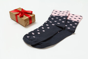 Pair of women socks on a white background.