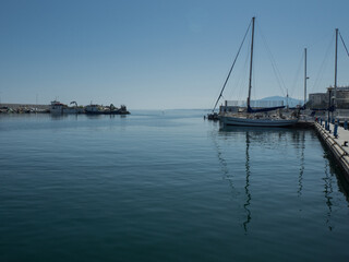 Fototapeta na wymiar Panoramic view of the fishing port with boat