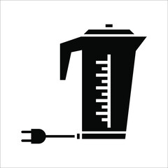 Electric kettle icon on white background. color editable