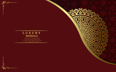 Luxury gold mandala ornate background for wedding invitation, book cover with mandala element style premium vector