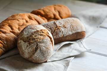 Baked bread and ciabatta