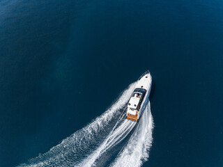 Fototapeta premium Aerial view of speed boat.