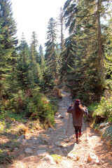 Hike in the mountains of Svaneti in autumn