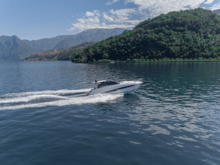 Fototapeta premium Aerial view of speed boat.