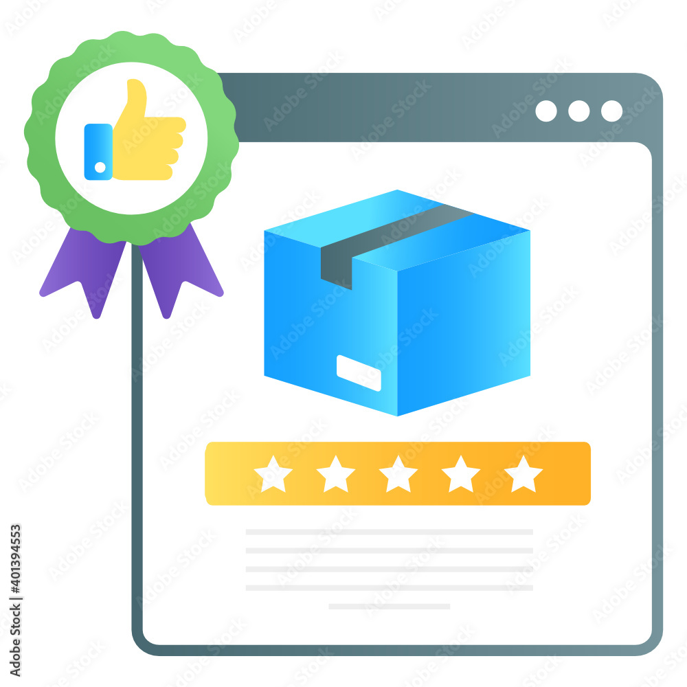 Sticker logistic parcel quality verification, flat gradient vector of quality product design