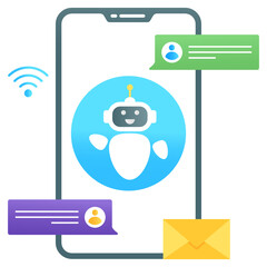 
Digital contracting texting app, gradient conceptual icon of mobile messages 
