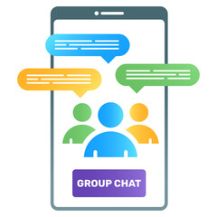 
Users inside smartphone, group chat conceptual icon in gradient style 
