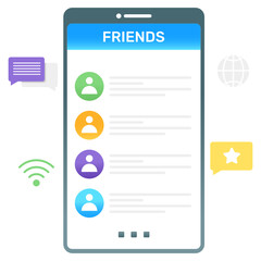 
Flat gradient conceptual icon of friend list, social media contacts 
