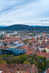 Obraz premium Aerial panoramic view of city from Schlossberg, Graz, Austria