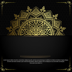 Luxury gold mandala ornate background for wedding invitation, book cover with mandala element style premium vector