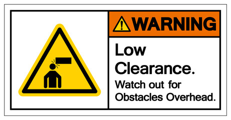 Warning Low Clearance Watch out for Obstacles Overhead Symbol Sign, Vector Illustration, Isolate On White Background Label .EPS10
