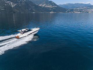 Fototapeta premium Aerial view of speed boat.