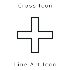 Obraz premium Line Art Christian Cross Icon Icon Using For Your Presentation, Website And Application