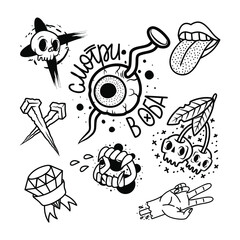 set of cartoon tattoo