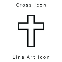 Line Art Christian Cross Icon Icon Using For Your Presentation, Website And Application