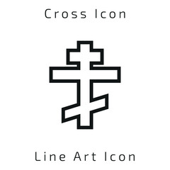 Obraz premium Line Art Christian Cross Icon Icon Using For Your Presentation, Website And Application