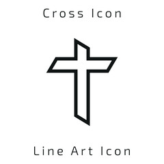 Line Art Christian Cross Icon Icon Using For Your Presentation, Website And Application