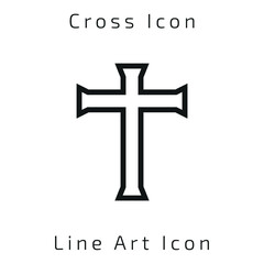 Line Art Christian Cross Icon Icon Using For Your Presentation, Website And Application