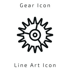 Editable Gear or Cogwheel Line Art Icon Using For Your Presentation, Website And Application, Setting Icon