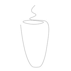 Cup of coffee line drawing, vector illustration