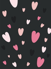 black love card with hearts vector design