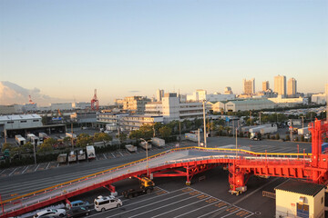 Kobe Port and terminal with sunrise in Hyogo, Japan - 神戸港とターミナル 日の出	