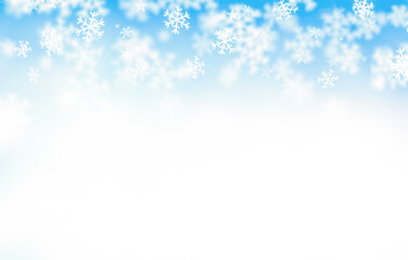 Bright blue background. Snowflakes and glow effect