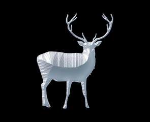 Antler Moose Reindeer Deer Logo Icon White Stone Sculpture Illustration